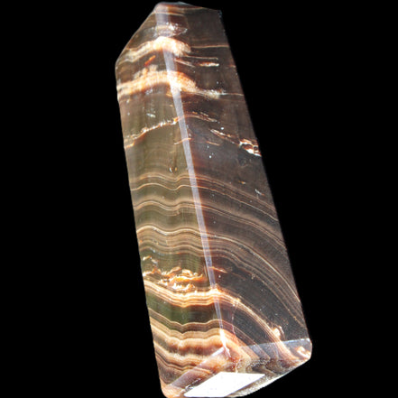 Chocolate Calcite obelisk 107*33*23mm 197.5g in sunlight - Rocks and Things Store