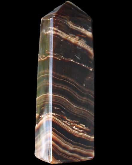 Chocolate Calcite obelisk 107*33*23mm 197.5g in sunlight - Rocks and Things Store