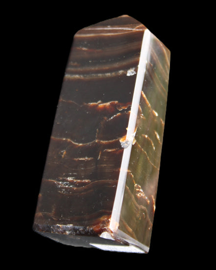 Chocolate Calcite obelisk 92*33*28mm 196g in sunlight - Rocks and Things Store