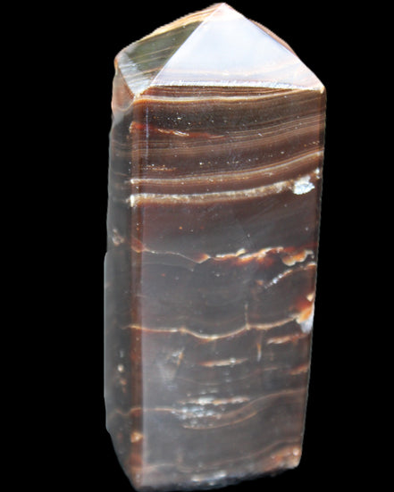 Chocolate Calcite obelisk 92*33*28mm 196g in sunlight - Rocks and Things Store