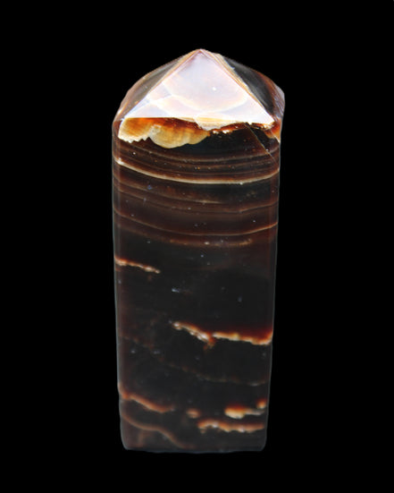 Chocolate Calcite obelisk 92*33*28mm 196g in sunlight - Rocks and Things Store
