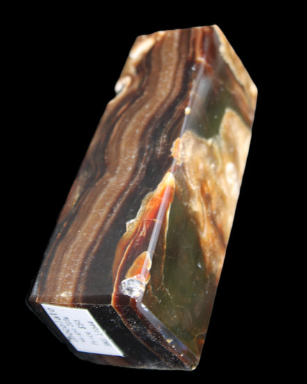 Chocolate Calcite obelisk 95*31*31mm 203g in sunlight - Rocks and Things Store