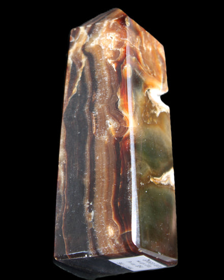 Chocolate Calcite obelisk 95*31*31mm 203g in sunlight - Rocks and Things Store
