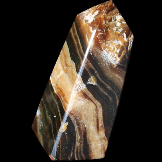 Chocolate Calcite obelisk 83*32*30mm 147.5g in sunlight - Rocks and Things Store