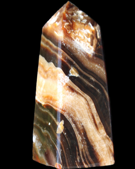 Chocolate Calcite obelisk 83*32*30mm 147.5g in sunlight - Rocks and Things Store