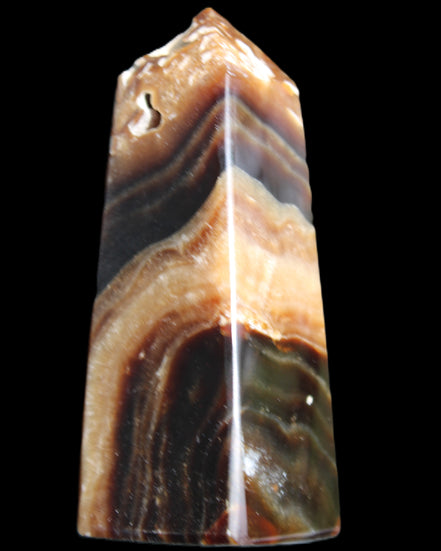 Chocolate Calcite obelisk 83*32*30mm 147.5g in sunlight - Rocks and Things Store