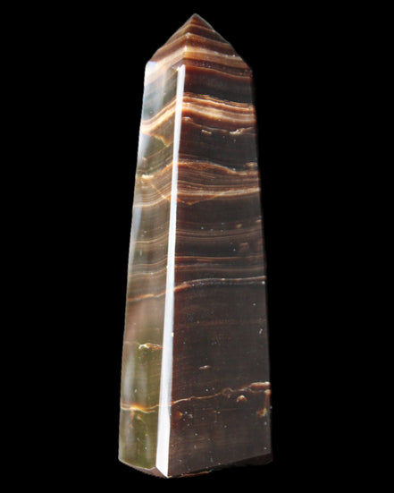 Chocolate Calcite obelisk 87*24*22mm 90.8g in sunlight - Rocks and Things Store
