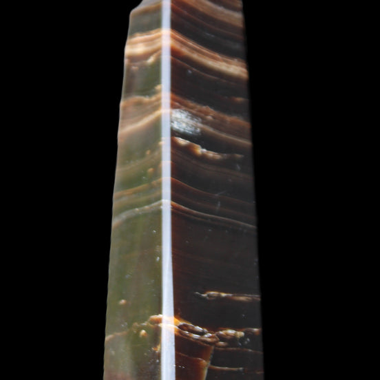Chocolate Calcite obelisk 87*24*22mm 90.8g in sunlight - Rocks and Things Store