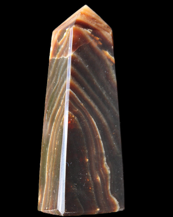 Chocolate Calcite obelisk 78*29*18mm 84g in sunlight - Rocks and Things Store