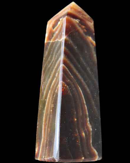 Chocolate Calcite obelisk 78*29*18mm 84g in sunlight - Rocks and Things Store
