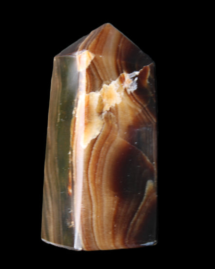Chocolate Calcite obelisk 62*25*21mm 73g in sunlight - Rocks and Things Store
