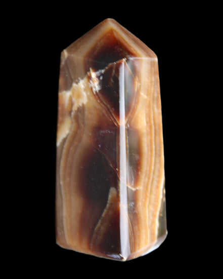 Chocolate Calcite obelisk 62*25*21mm 73g in sunlight - Rocks and Things Store