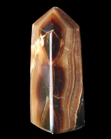 Chocolate Calcite obelisk 62*25*21mm 73g in sunlight - Rocks and Things Store