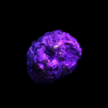 Chalcopyrite cluster from Pakistan 37*35*27mm 86.6g in UV light - Rocks and Things Store