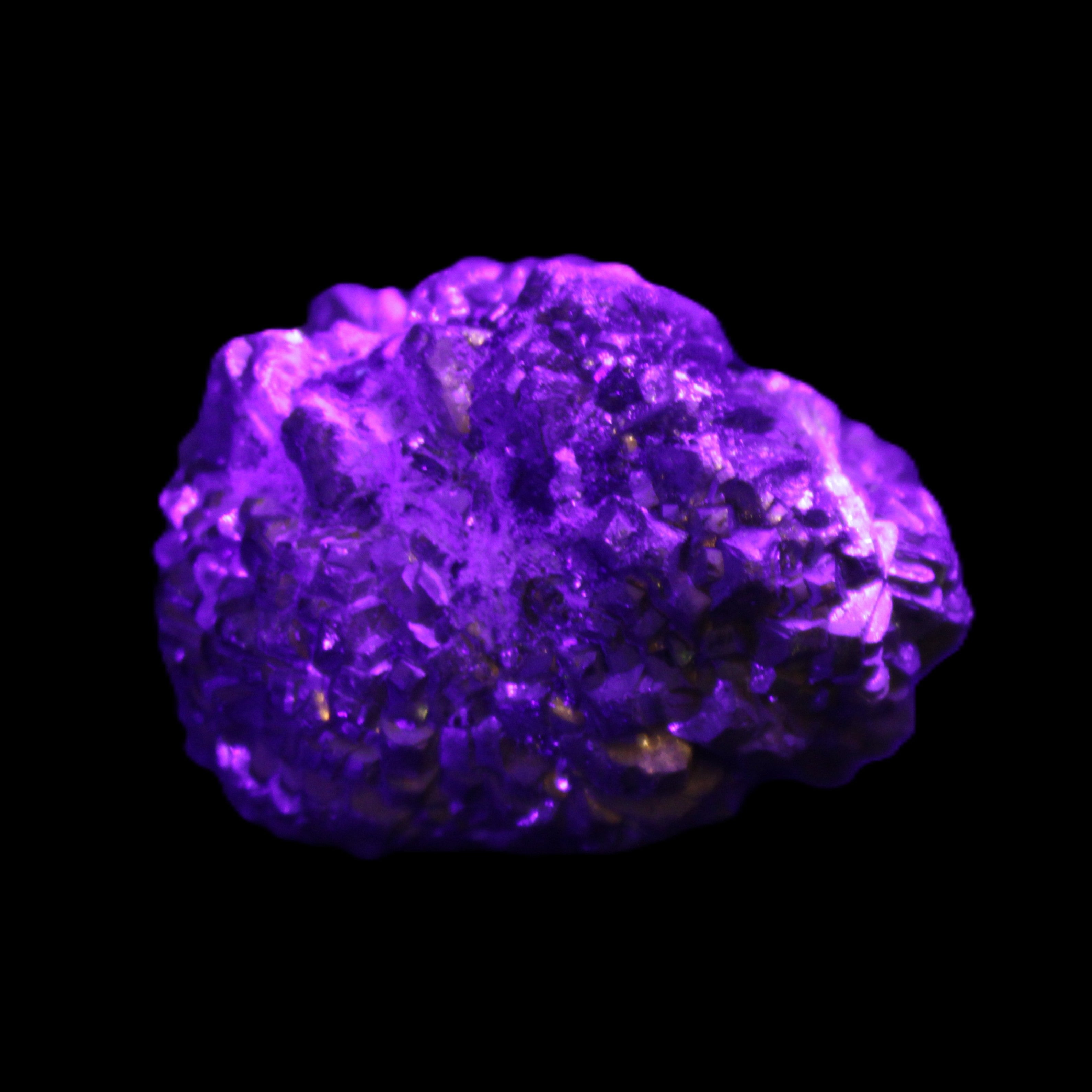 Chalcopyrite cluster from Pakistan 35*25*24mm 48g in UV light - Rocks and Things Store