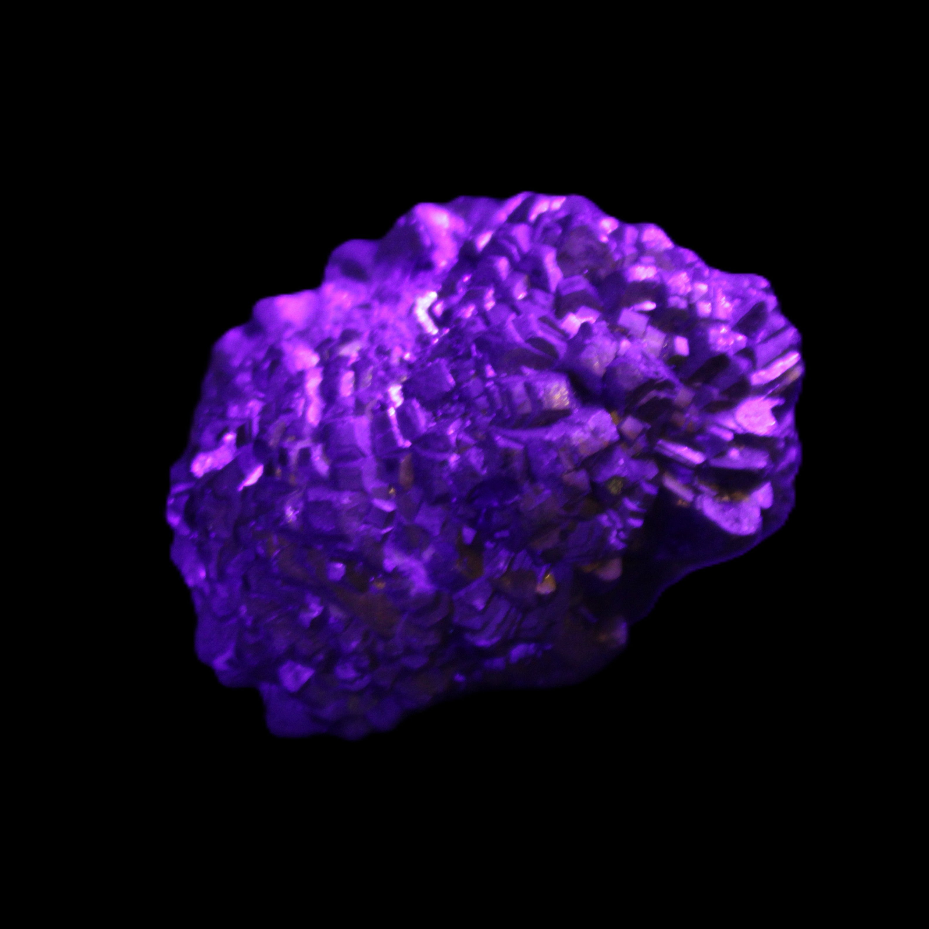 Chalcopyrite cluster from Pakistan 35*25*24mm 48g in UV light - Rocks and Things Store