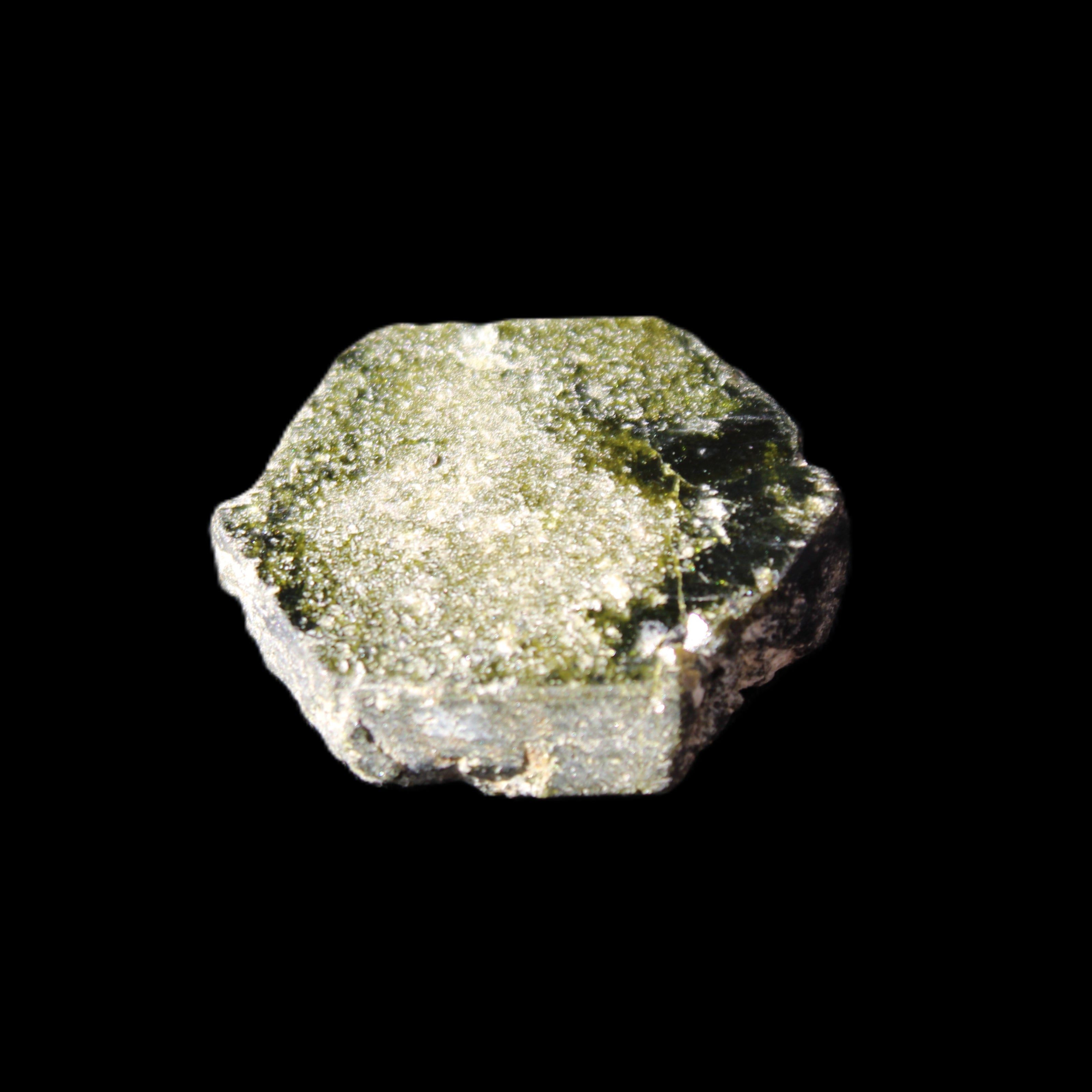 Magnetic Epidote hexagon crystal 24-27mm 7-9g in sunlight - Rocks and Things Store