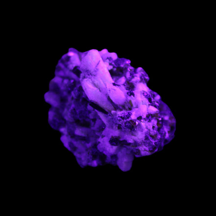 Red Zircon, Spessartine, Tourmaline on Epidote & Feldspar specimen 28*25*28mm 21g in UV light - Rocks and Things Store