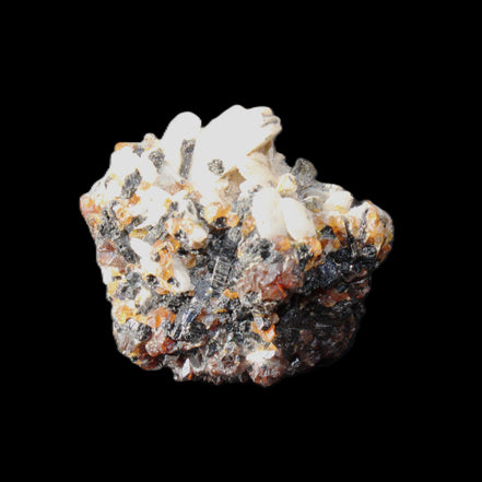 Red Zircon, Spessartine, Tourmaline on Epidote & Feldspar specimen 28*25*28mm 21g in sunlight - Rocks and Things Store