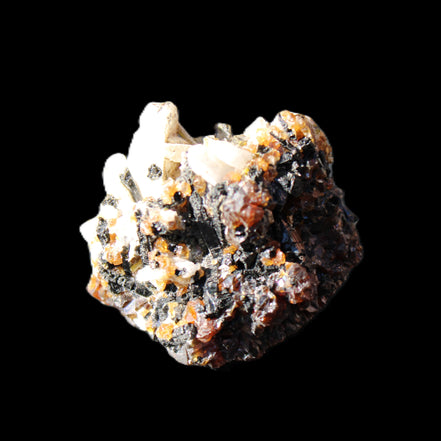 Red Zircon, Spessartine, Tourmaline on Epidote & Feldspar specimen 28*25*28mm 21g in sunlight - Rocks and Things Store