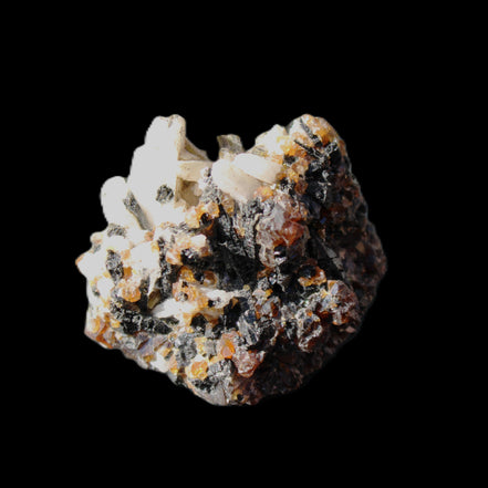 Red Zircon, Spessartine, Tourmaline on Epidote & Feldspar specimen 28*25*28mm 21g in sunlight - Rocks and Things Store