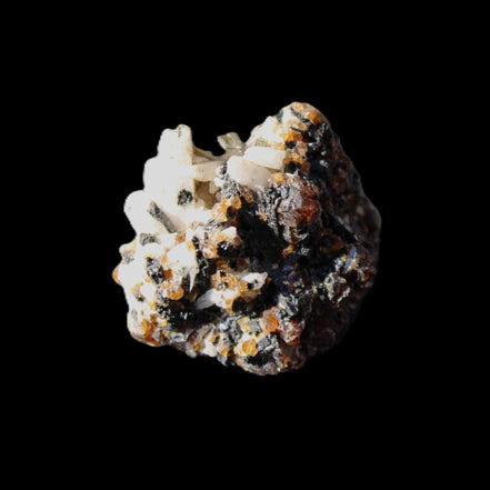 Red Zircon, Spessartine, Tourmaline on Epidote & Feldspar specimen 28*25*28mm 21g in sunlight - Rocks and Things Store