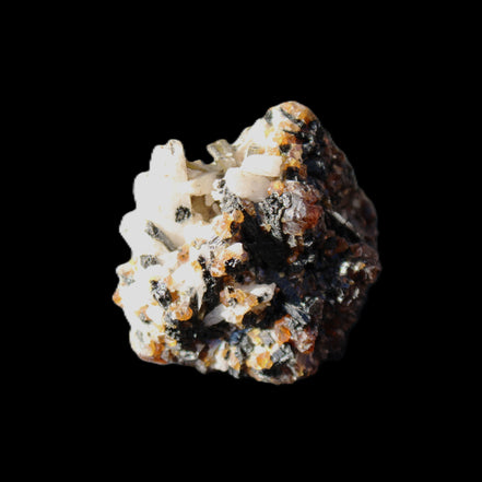 Red Zircon, Spessartine, Tourmaline on Epidote & Feldspar specimen 28*25*28mm 21g in sunlight - Rocks and Things Store