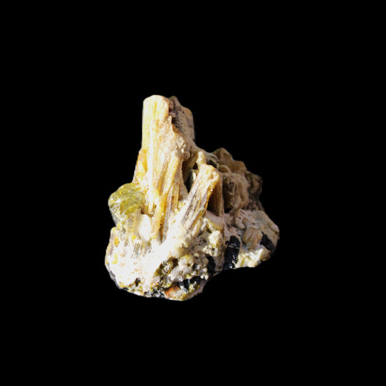 Yellow Tourmaline floral cluster specimen 26*28*25mm 12.5g in sunlight - Rocks and Things Store