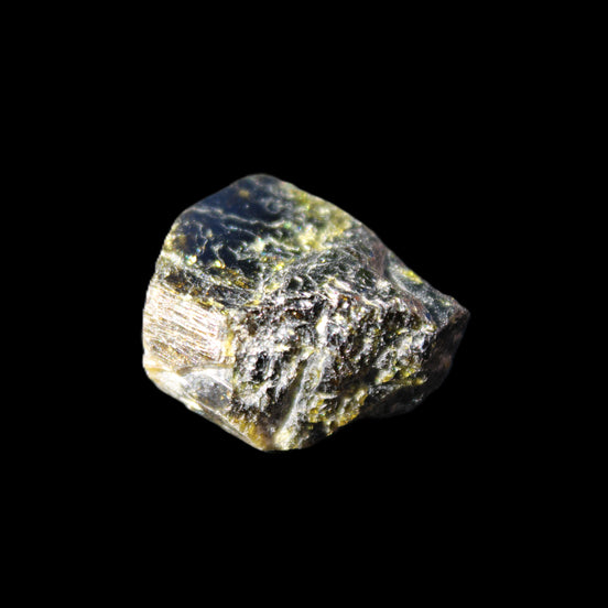 Magnetic Epidote glossy irregular hexagon crystal 20mm 9-11g in sunlight - Rocks and Things Store