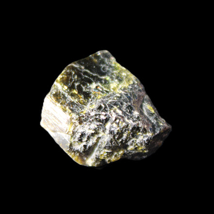 Magnetic Epidote glossy irregular hexagon crystal 20mm 9-11g in sunlight - Rocks and Things Store