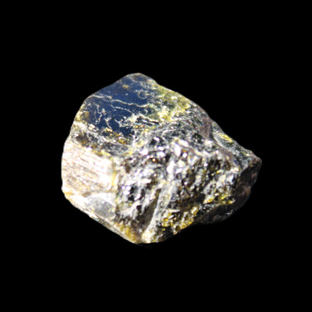 Magnetic Epidote glossy irregular hexagon crystal 20mm 9-11g in sunlight - Rocks and Things Store