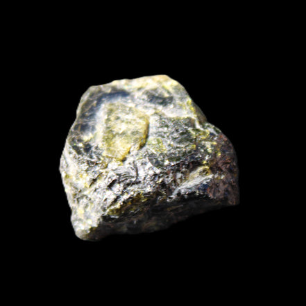 Magnetic Epidote glossy irregular hexagon crystal 20mm 9-11g in sunlight - Rocks and Things Store