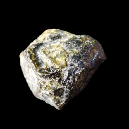 Magnetic Epidote glossy irregular hexagon crystal 20mm 9-11g in sunlight - Rocks and Things Store