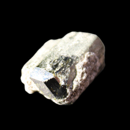 Magnetic Epidote glossy irregular hexagon crystal 20mm 9-11g in sunlight - Rocks and Things Store