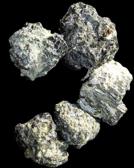 Magnetic Epidote floral, hexagonal & octahedral crystal clusters 490g WHOLESALE in sunlight - Rocks and Things Store
