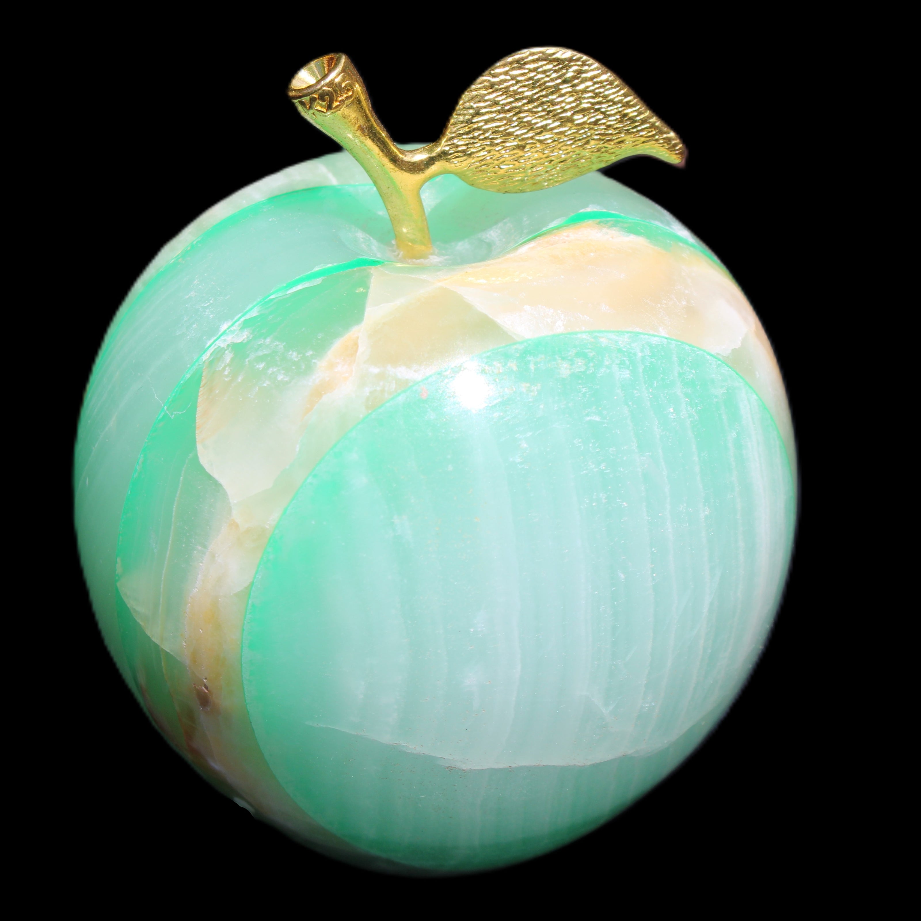Granny Smith Afghan Jade Onyx Apple 62*75mm 414g in sunlight - Rocks and Things Store