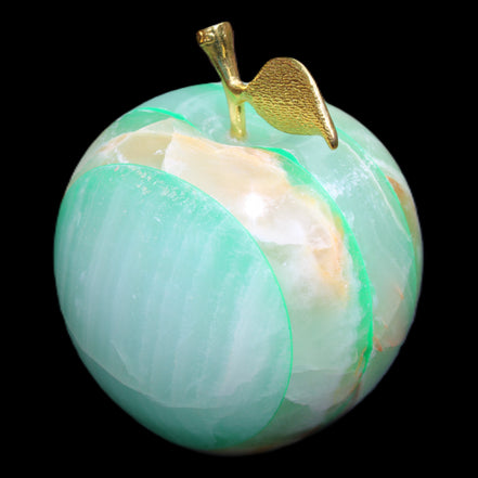 Granny Smith Afghan Jade Onyx Apple 62*75mm 414g in sunlight - Rocks and Things Store