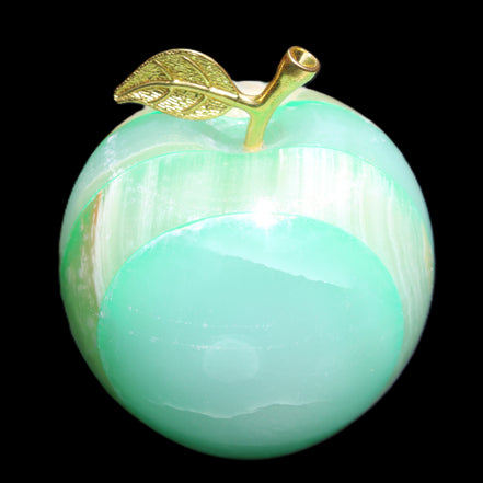 Afghan Jade Onyx hand-carved Apple varieties 75mm 384-414g in sunlight - Rocks and Things Store