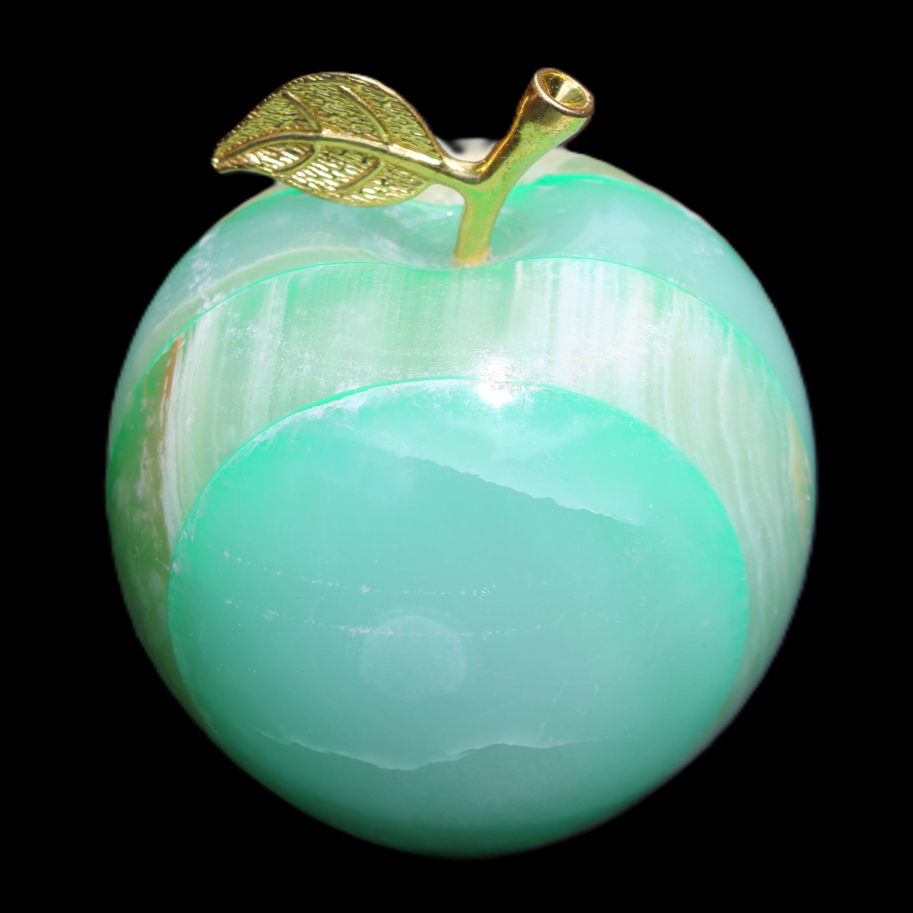 Afghan Jade Onyx hand-carved Apple varieties 75mm 384-414g in sunlight - Rocks and Things Store