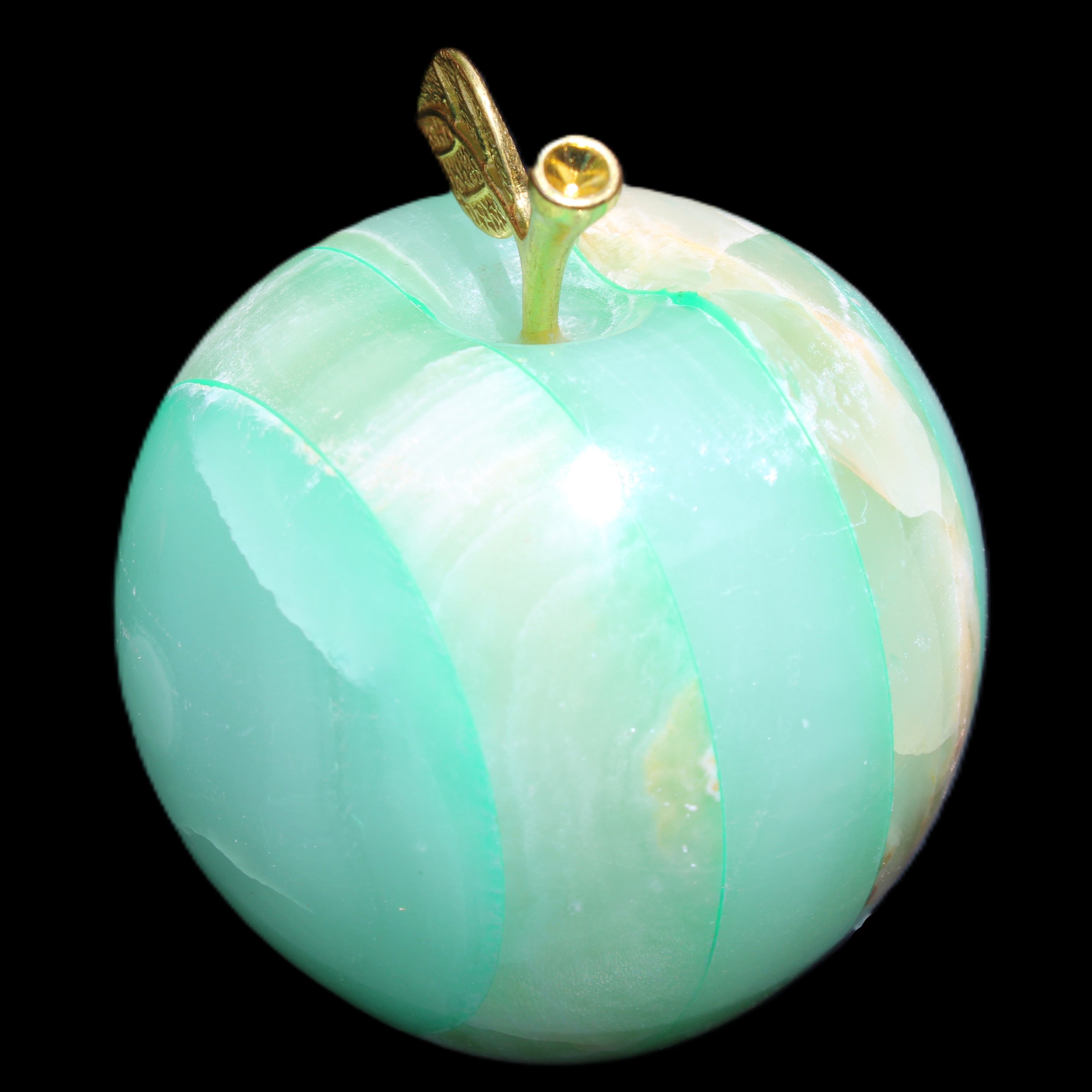 Afghan Jade Onyx hand-carved Apple varieties 75mm 384-414g in sunlight - Rocks and Things Store