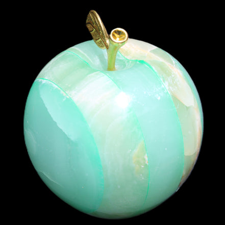 Afghan Jade Onyx hand-carved Apple varieties 75mm 384-414g in sunlight - Rocks and Things Store