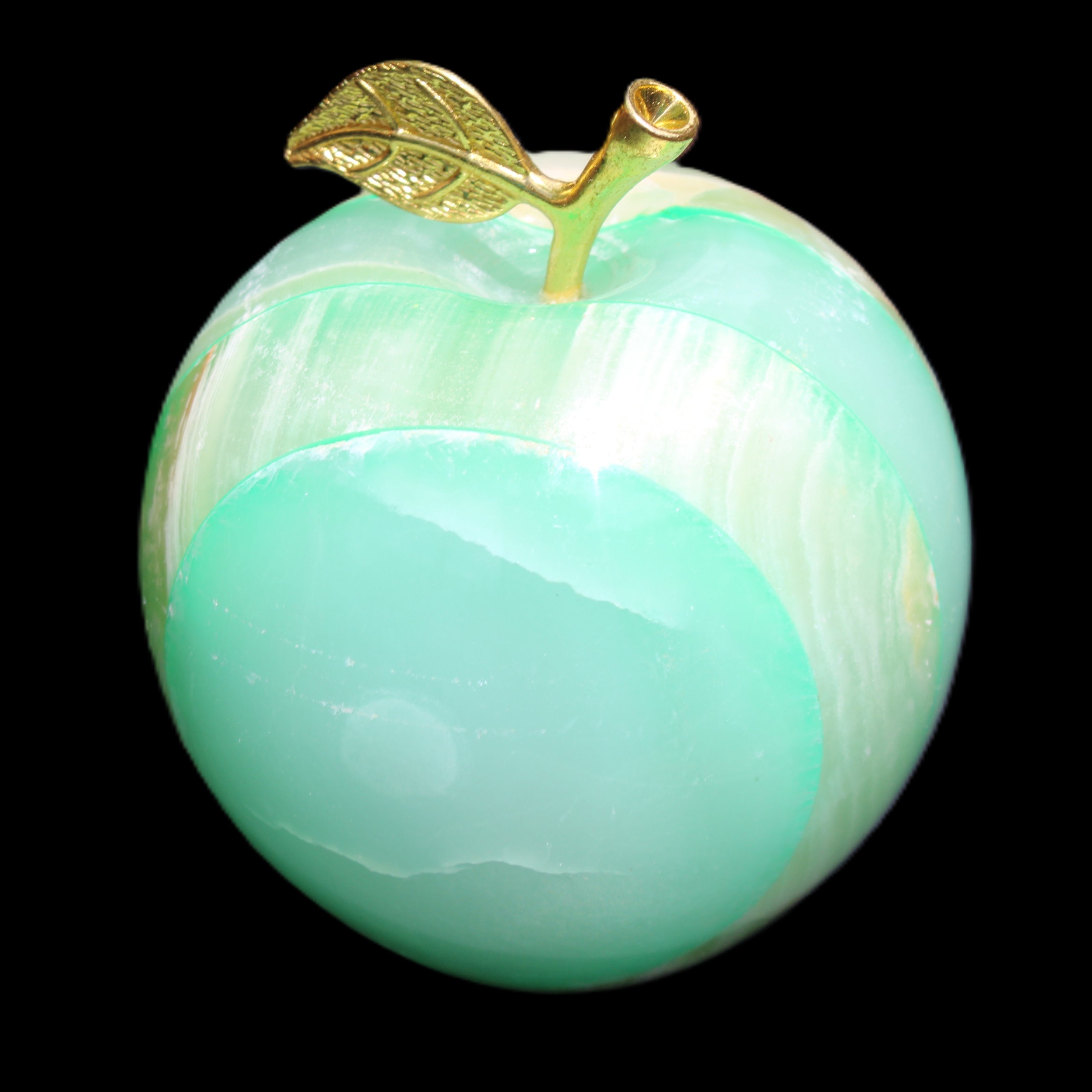 Afghan Jade Onyx hand-carved Apple varieties 75mm 384-414g in sunlight - Rocks and Things Store