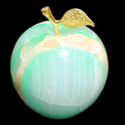 Afghan Jade Onyx hand-carved Apple varieties 75mm 384-414g in sunlight - Rocks and Things Store
