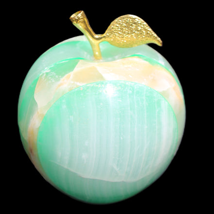 Afghan Jade Onyx hand-carved Apple varieties 75mm 384-414g in sunlight - Rocks and Things Store