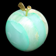 Afghan Jade Onyx hand-carved Apple varieties 75mm 384-414g in sunlight - Rocks and Things Store