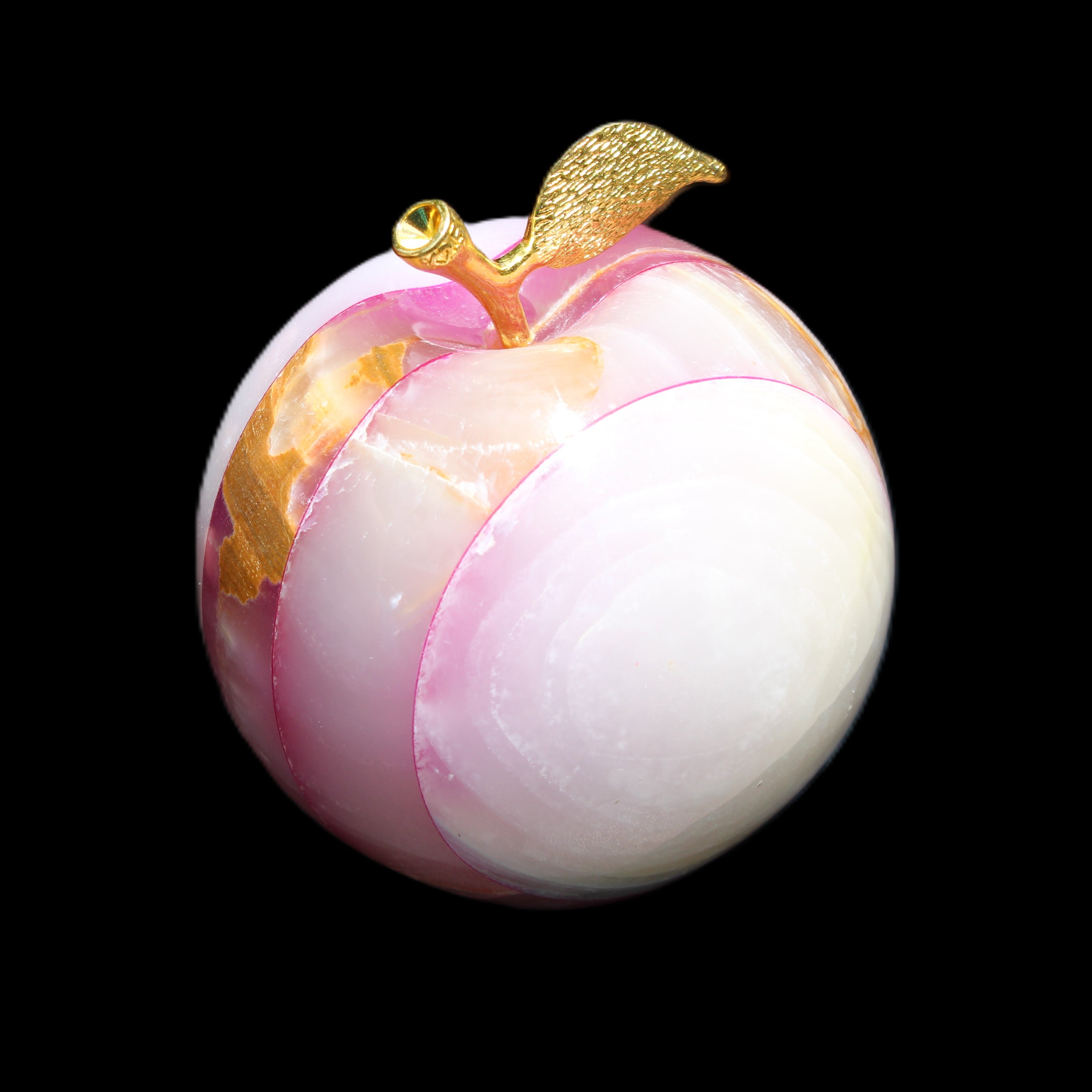 Afghan Jade Onyx hand-carved Apple varieties 75mm 384-414g in sunlight - Rocks and Things Store