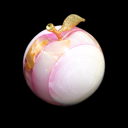 Afghan Jade Onyx hand-carved Apple varieties 75mm 384-414g in sunlight - Rocks and Things Store