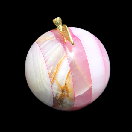 Afghan Jade Onyx hand-carved Apple varieties 75mm 384-414g in sunlight - Rocks and Things Store