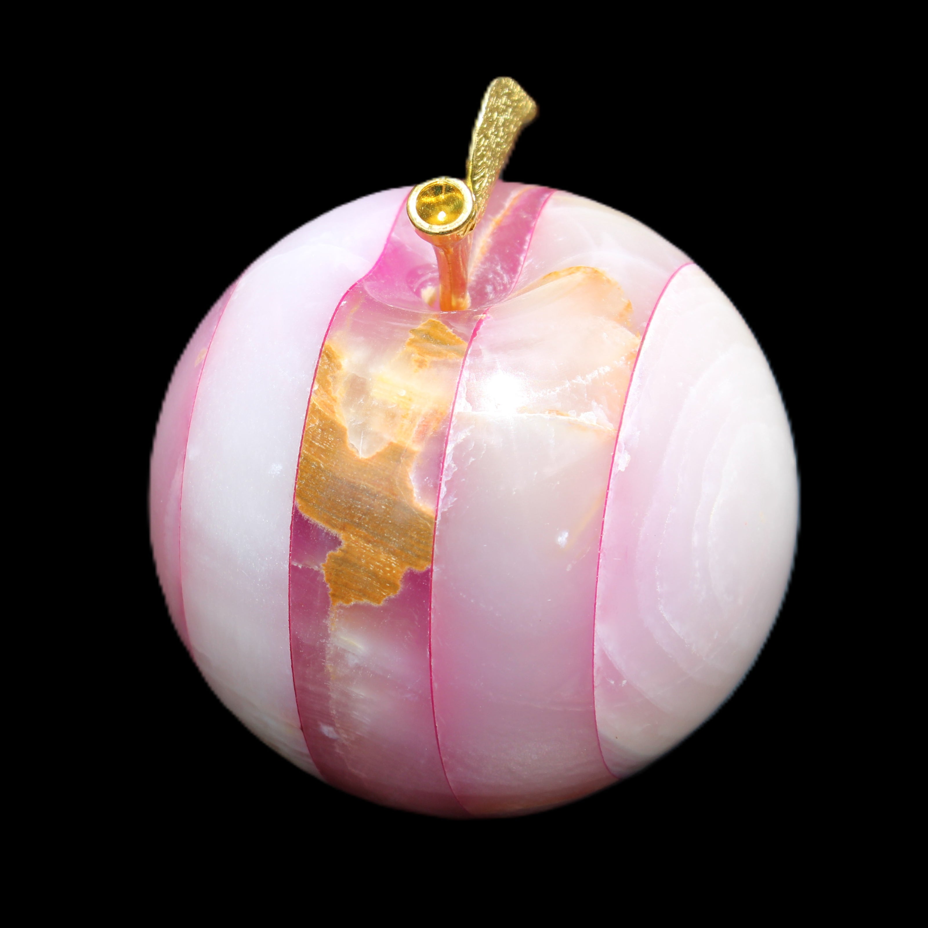 Afghan Jade Onyx hand-carved Apple varieties 75mm 384-414g in sunlight - Rocks and Things Store