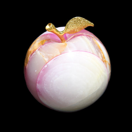 Afghan Jade Onyx hand-carved Apple varieties 75mm 384-414g in sunlight - Rocks and Things Store